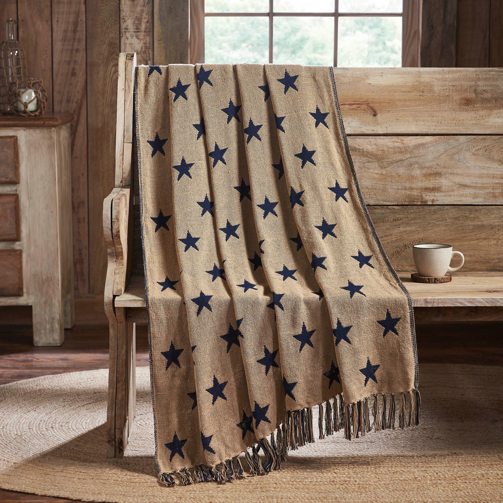 My Country Jacquard Stars Woven Throw 50x60 – VHC Brands Home Decor