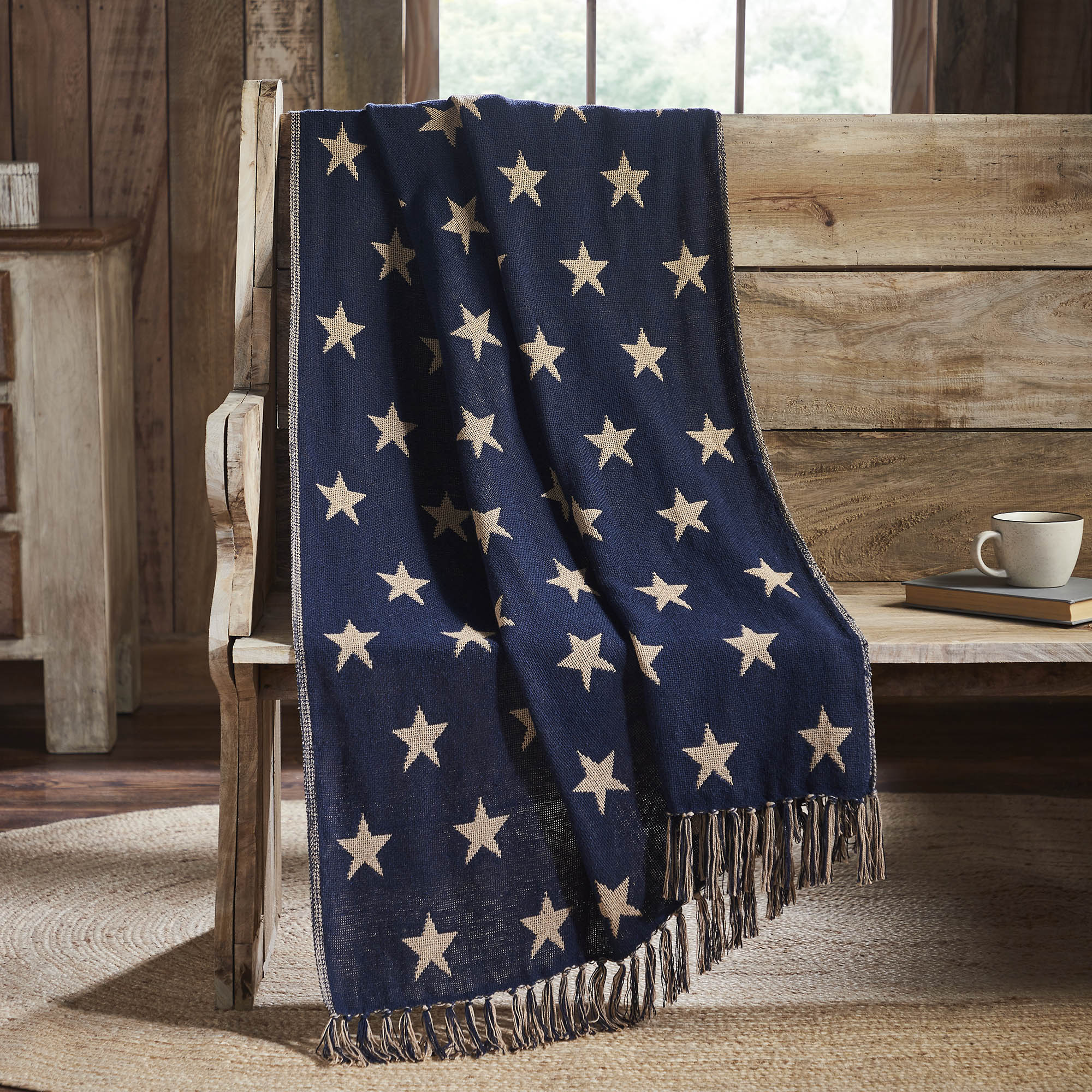 My Country Jacquard Stars Woven Throw 50x60 – VHC Brands Home Decor