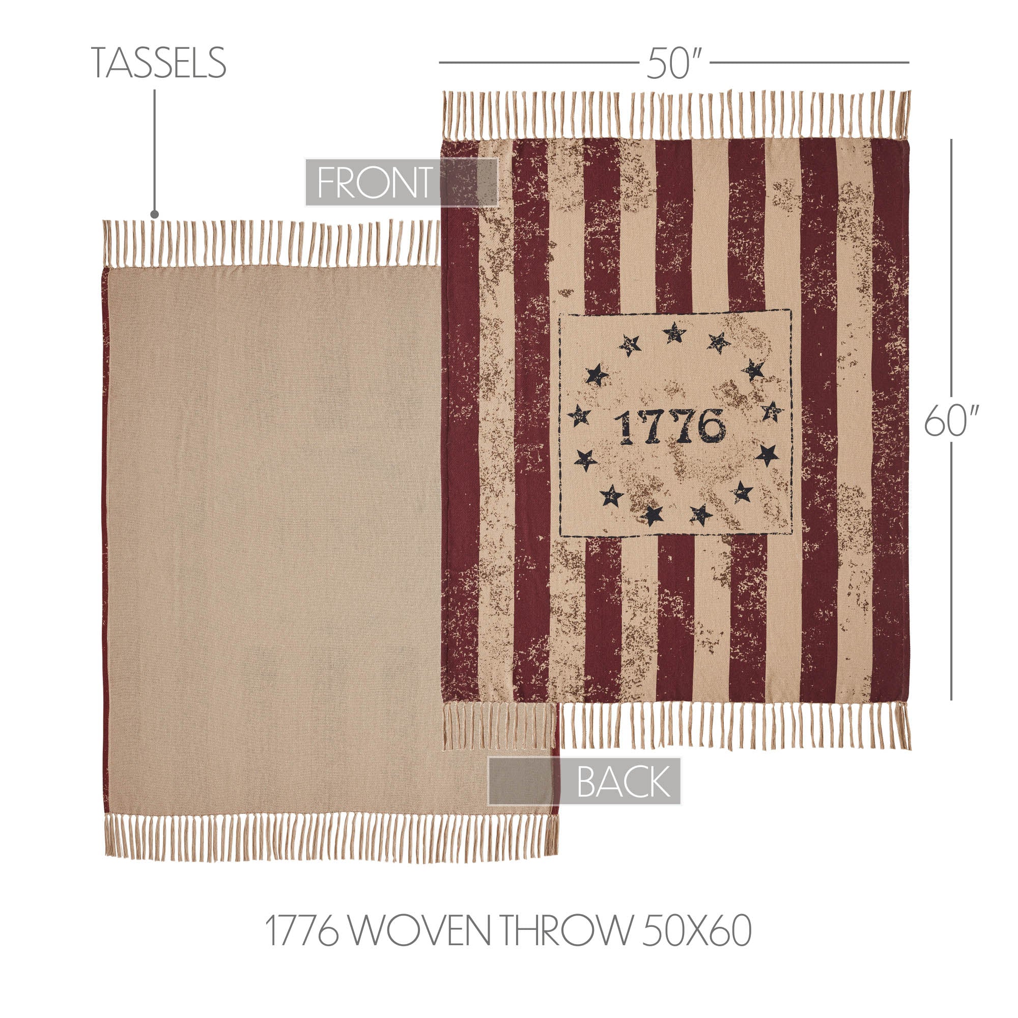 布 My Country 1776 Woven Throw 50x60 – VHC Brands Home Decor