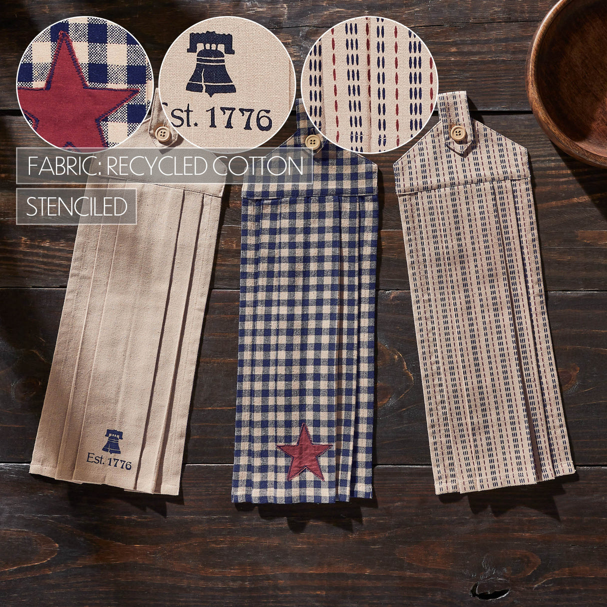 My Country Button Loop Tea Towel Set of 3