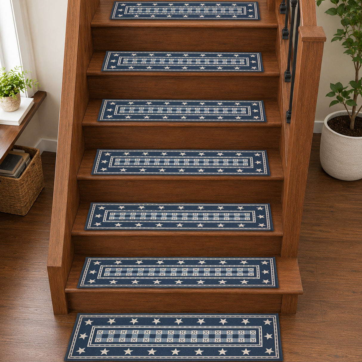 My Country Polyester Stair Tread Rect Latex 8.5x27, Set of 7