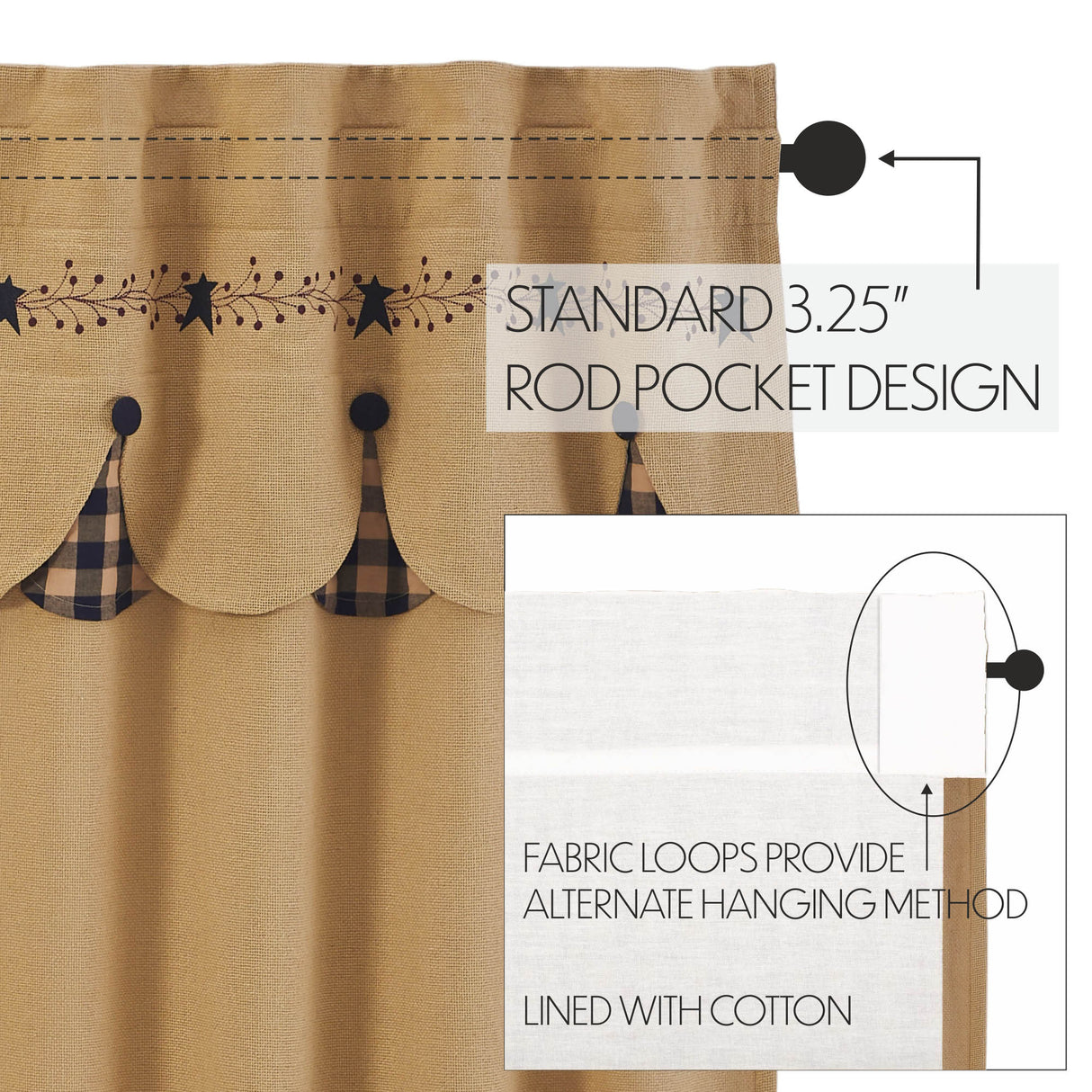 Pip Vinestar Scalloped Layered Swag Set of 2 36x36x16