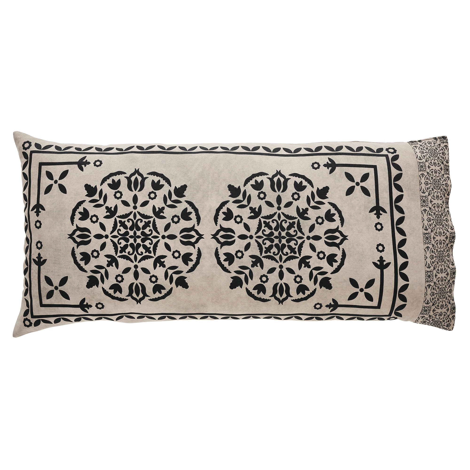 Custom House Black Tan Jacquard King Pillow Case Set - Thumbnail 2
