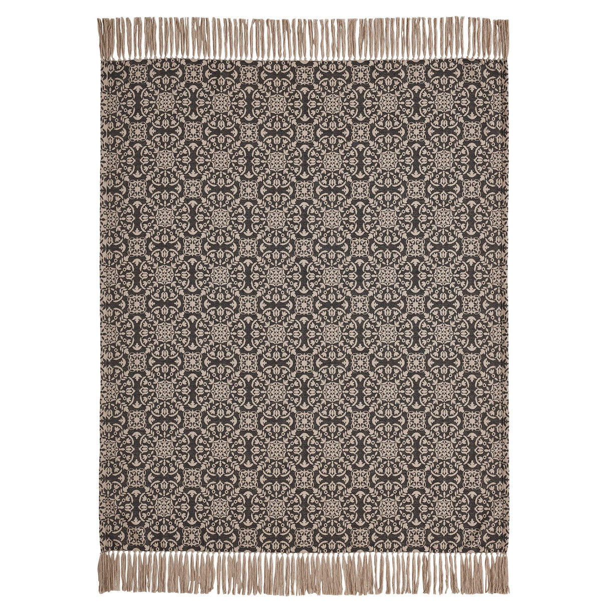 Custom House Black Tan Jacquard Woven Throw 50x60