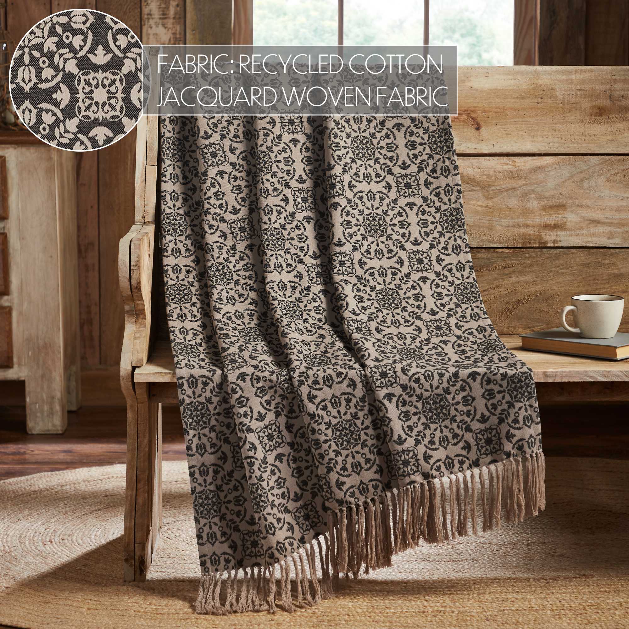 Custom House Black Tan Jacquard Woven Throw 50x60 – VHC Brands