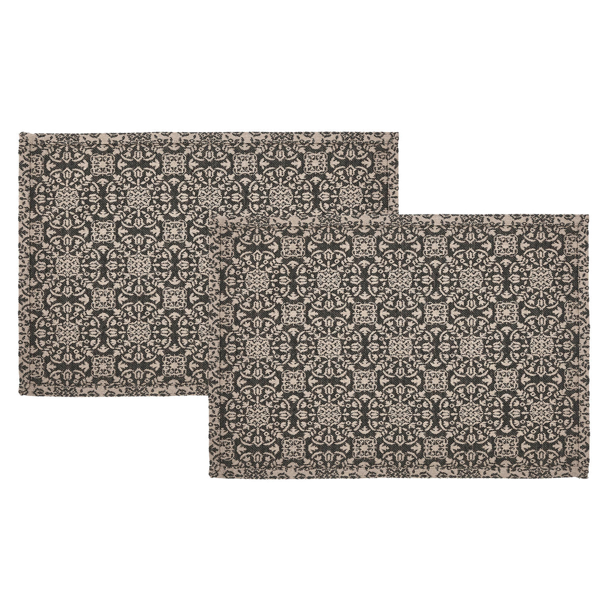 Custom House Black Tan Jacquard Placemat Set of 2 13x19, 3 Pack 6 Pack