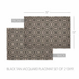 Custom House Black Tan Jacquard Placemat Set of 2 13x19, 4 Pack