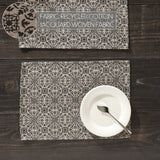 Custom House Black Tan Jacquard Placemat Set of 2 13x19, 3 Pack 6 Pack