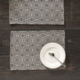 Custom House Black Tan Jacquard Placemat Set of 2 13x19, 4 Pack