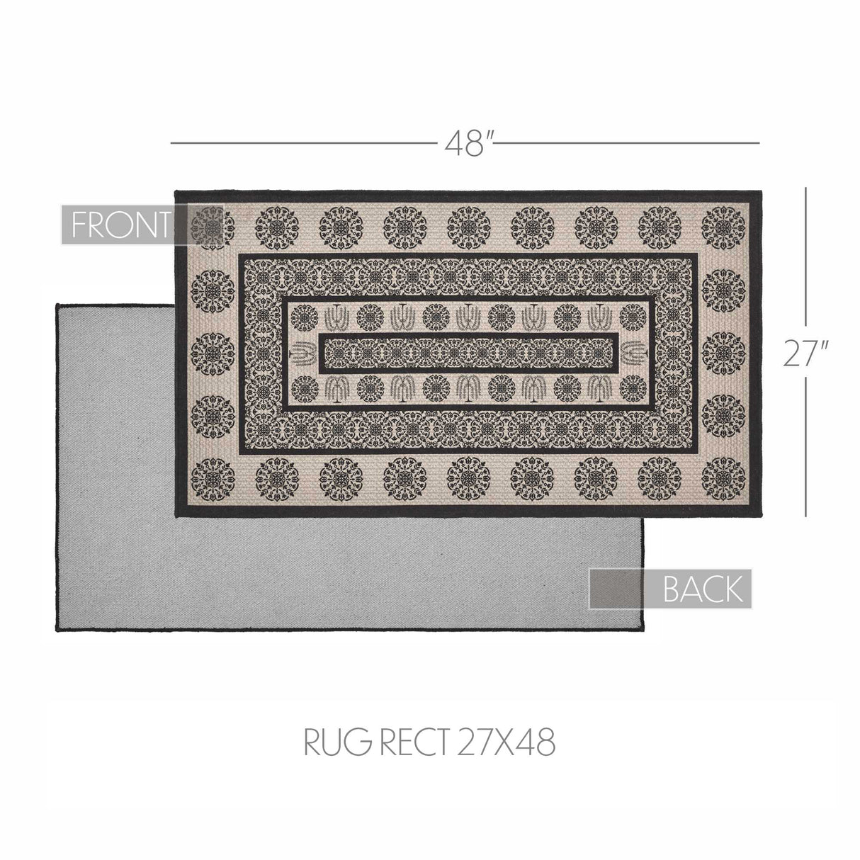 Custom House Black Tan Jacquard Polyester Rug Rect 27x48