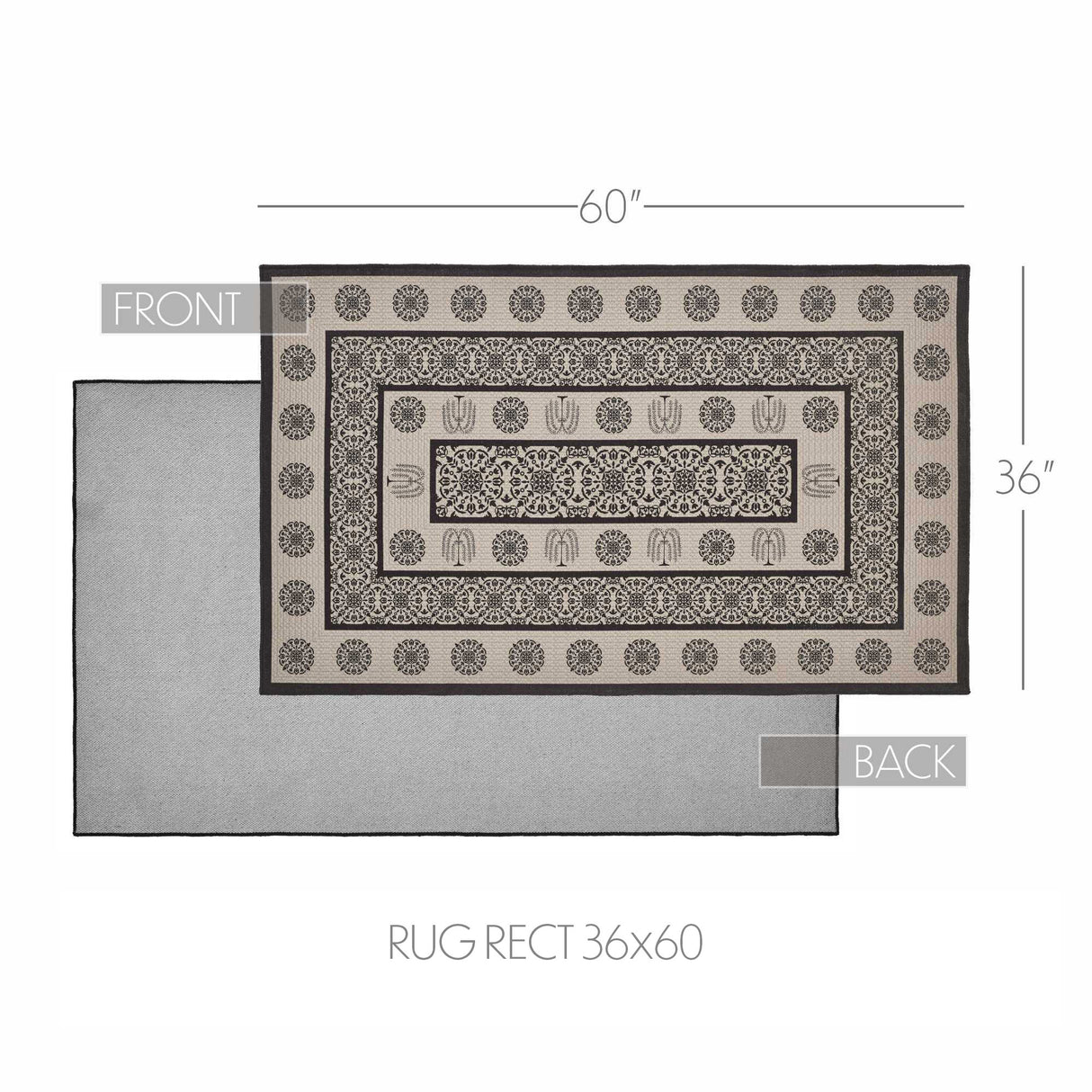 Custom House Black Tan Jacquard Polyester Rug Rect 36x60