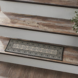 Custom House Black Tan Jacquard Polyester Stair Tread Rect Latex 8.5x27, Set of 7