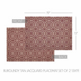Custom House Burgundy Tan Jacquard Placemat Set of 2 13x19, 3 Pack 6 Pack