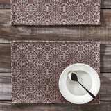 Custom House Burgundy Tan Jacquard Placemat Set of 2 13x19, 4 Pack 8 Pack