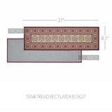 Custom House Burgundy Tan Jacquard Polyester Stair Tread Rect Latex 8.5x27, Set of 7