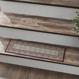 Custom House Burgundy Tan Jacquard Polyester Stair Tread Rect Latex 8.5x27, Set of 7