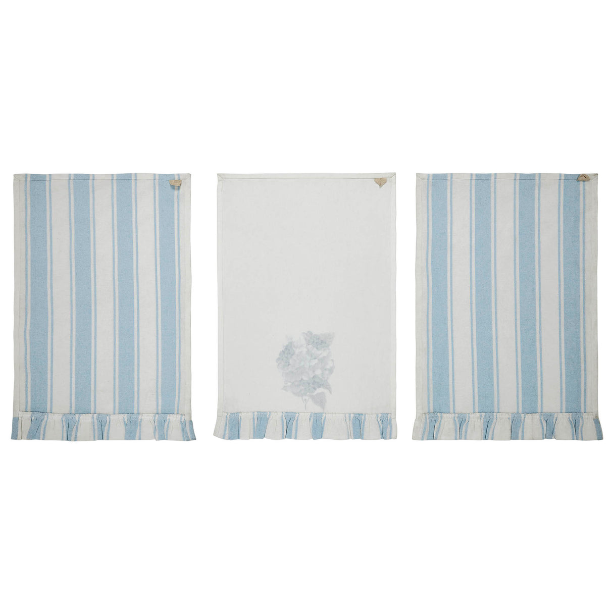 Finders Keepers Hydrangea Ruffled Tea Towel Set of 3 19x28