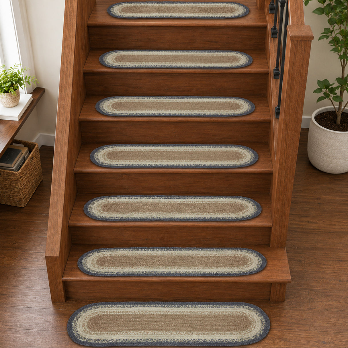Finders Keepers Jute Stair Tread Oval Latex 8.5x27, Set of 7