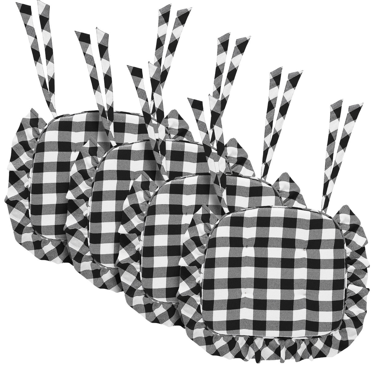 Annie Buffalo Check Ruffled Chair Pad 16.5x18