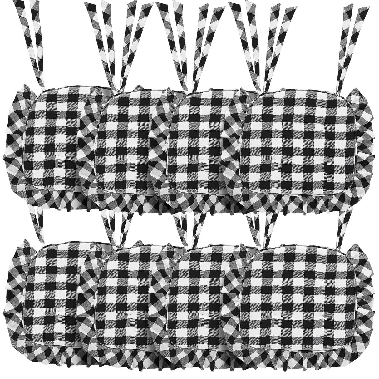 Annie Buffalo Check Ruffled Chair Pad 16.5x18