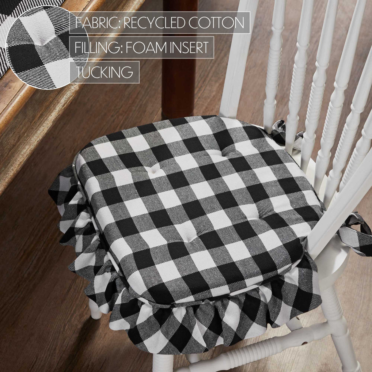 Annie Buffalo Check Ruffled Chair Pad 16.5x18