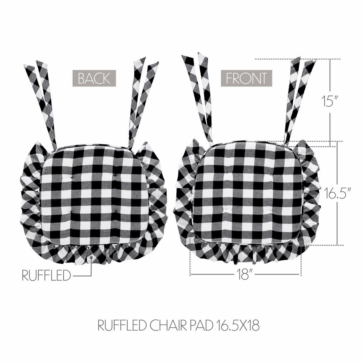 Annie Buffalo Check Ruffled Chair Pad 16.5x18