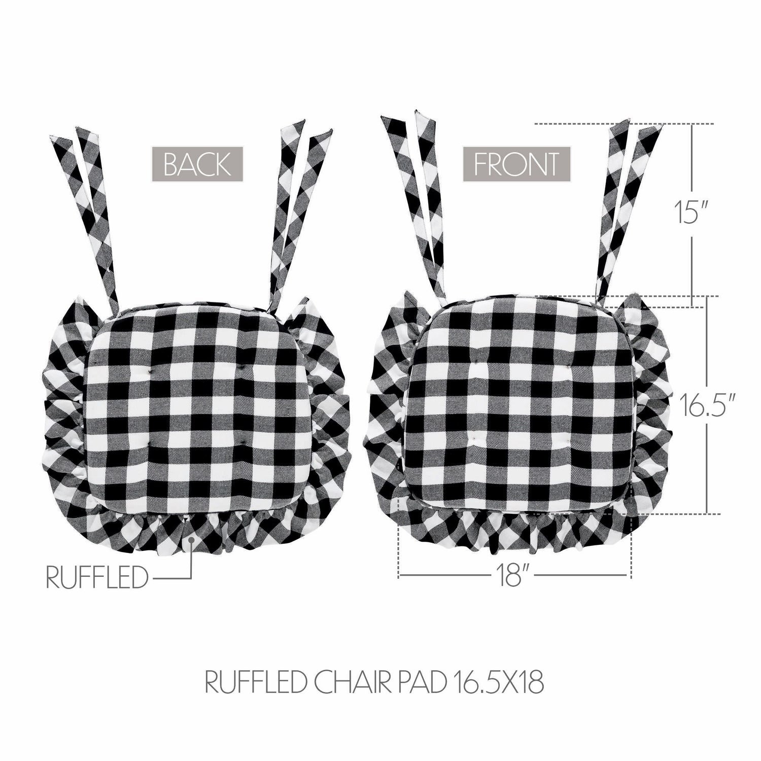 Annie Buffalo Check Black Ruffled Chair Pad – VHC Brands