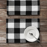Placemat 13x19 Set of 2, Cotton Dining Room, Kitchen Placemat, Dining Table Placemats, Place Mat, Annie Buffalo Check Collection, Rectangle 13x19, Country Black, 6 Pack 12 Pack