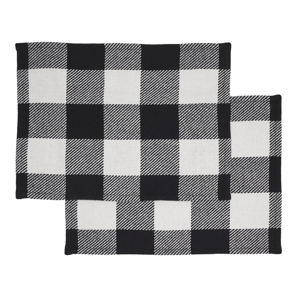 Placemat 13x19 Set of 2, Cotton Dining Room, Kitchen Placemat, Dining Table Placemats, Place Mat, Annie Buffalo Check Collection, Rectangle 13x19, Country Black, 4 Pack 8 Pack