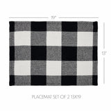 Placemat 13x19 Set of 2, Cotton Dining Room, Kitchen Placemat, Dining Table Placemats, Place Mat, Annie Buffalo Check Collection, Rectangle 13x19, Country Black, 4 Pack 8 Pack