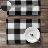 Placemat 13x19 Set of 2, Cotton Dining Room, Kitchen Placemat, Dining Table Placemats, Place Mat, Annie Buffalo Check Collection, Rectangle 13x19, Country Black, 4 Pack 8 Pack