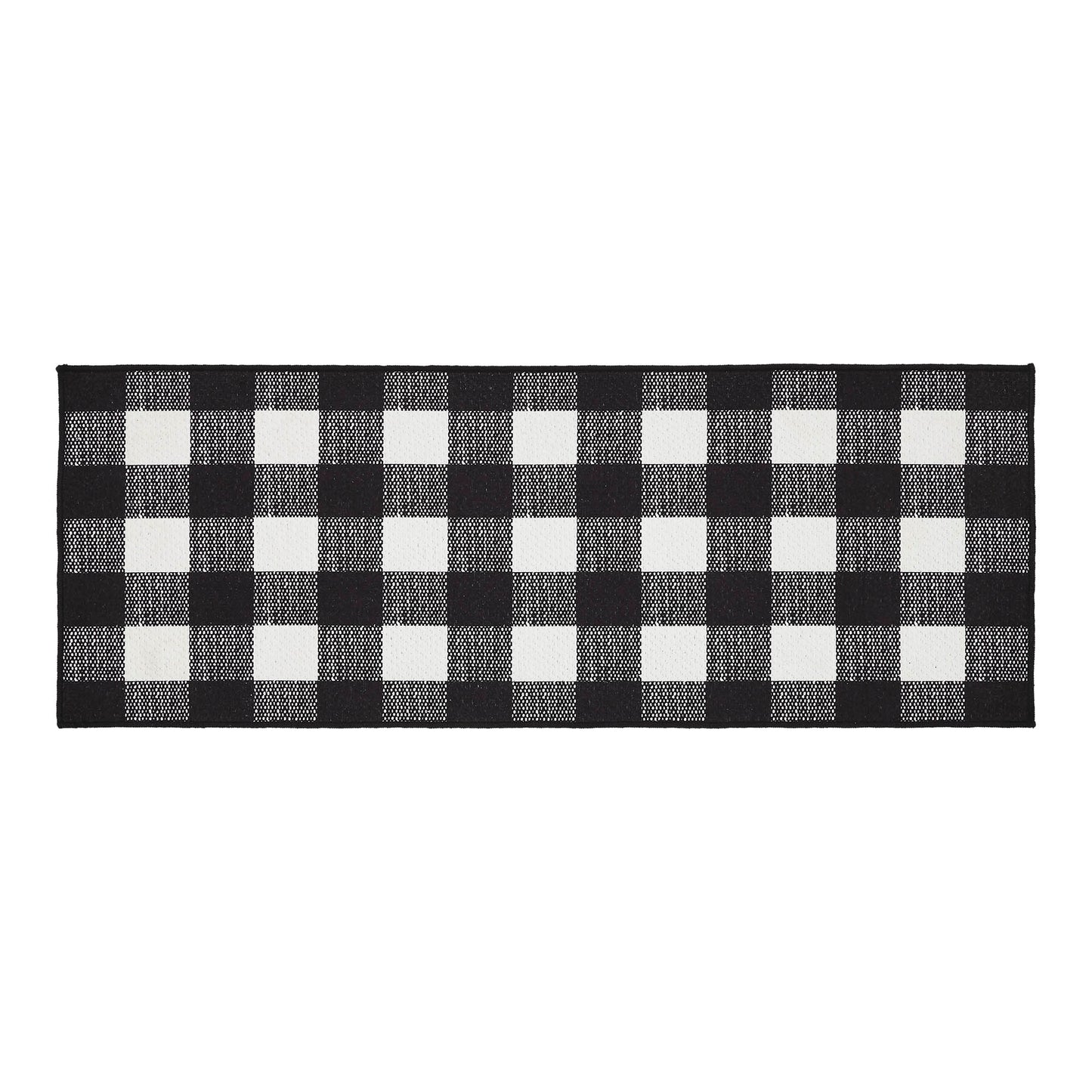VHC Brands Annie Buffalo Check Black Indoor/Outdoor Rug Rect 17x48, Polyester Area Rug, Accent Rug, Floor Decor, Annie Buffalo Check Collection, Rectangle 17x48, Country Black