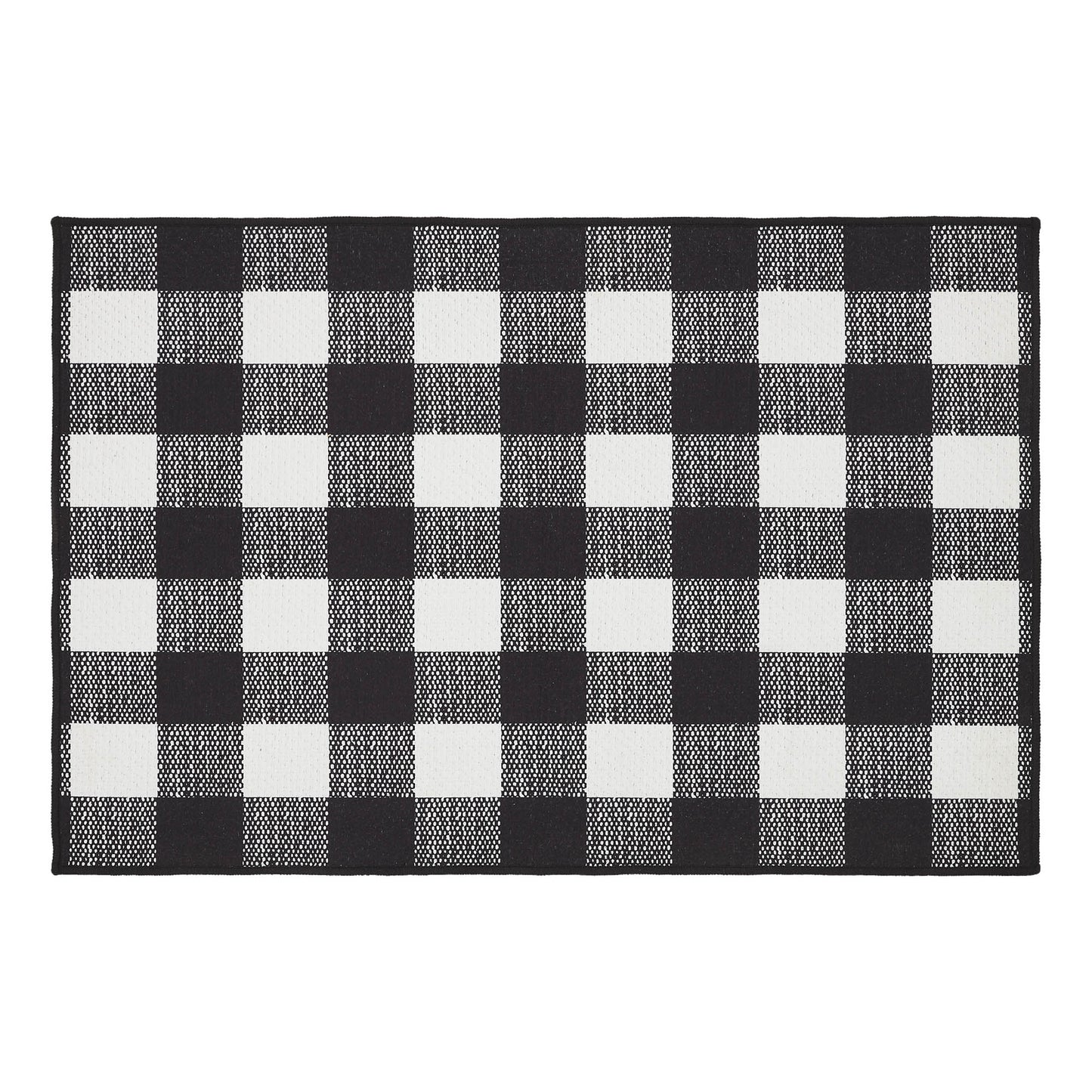 VHC Brands Annie Buffalo Check Black Indoor/Outdoor Rug Rect 24x36, Polyester Area Rug, Accent Rug, Floor Decor, Annie Buffalo Check Collection, Rectangle 24x36, Country Black