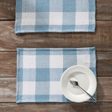 Placemat 13x19 Set of 2, Cotton Dining Room, Kitchen Placemat, Dining Table Placemats, Place Mat, Annie Buffalo Check Collection, Rectangle 13x19, Dusk Blue, 6 Pack 12 Pack