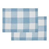 Placemat 13x19 Set of 2, Cotton Dining Room, Kitchen Placemat, Dining Table Placemats, Place Mat, Annie Buffalo Check Collection, Rectangle 13x19, Dusk Blue, 4 Pack