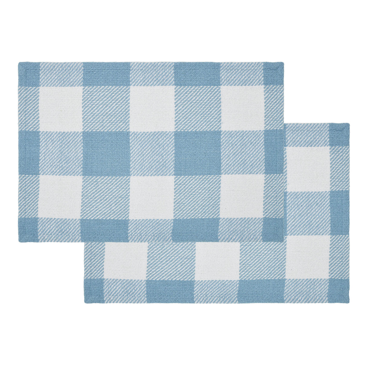 Placemat 13x19 Set of 2, Cotton Dining Room, Kitchen Placemat, Dining Table Placemats, Place Mat, Annie Buffalo Check Collection, Rectangle 13x19, Dusk Blue, 6 Pack 12 Pack