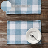 Placemat 13x19 Set of 2, Cotton Dining Room, Kitchen Placemat, Dining Table Placemats, Place Mat, Annie Buffalo Check Collection, Rectangle 13x19, Dusk Blue, 4 Pack