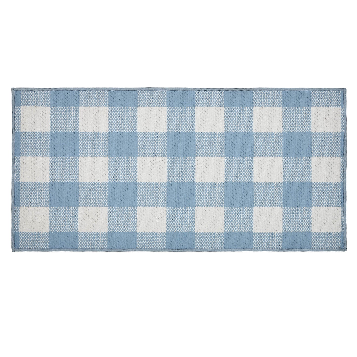 VHC Brands Annie Buffalo Check Blue Indoor/Outdoor Rug Rect 17x36, Polyester Area Rug, Accent Rug, Floor Decor, Annie Buffalo Check Collection, Rectangle 17x36, Dusk Blue