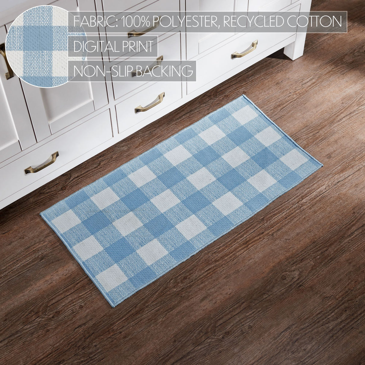 VHC Brands Annie Buffalo Check Dusk Blue 2 Piece Rug Set, 17x36 and 17x48