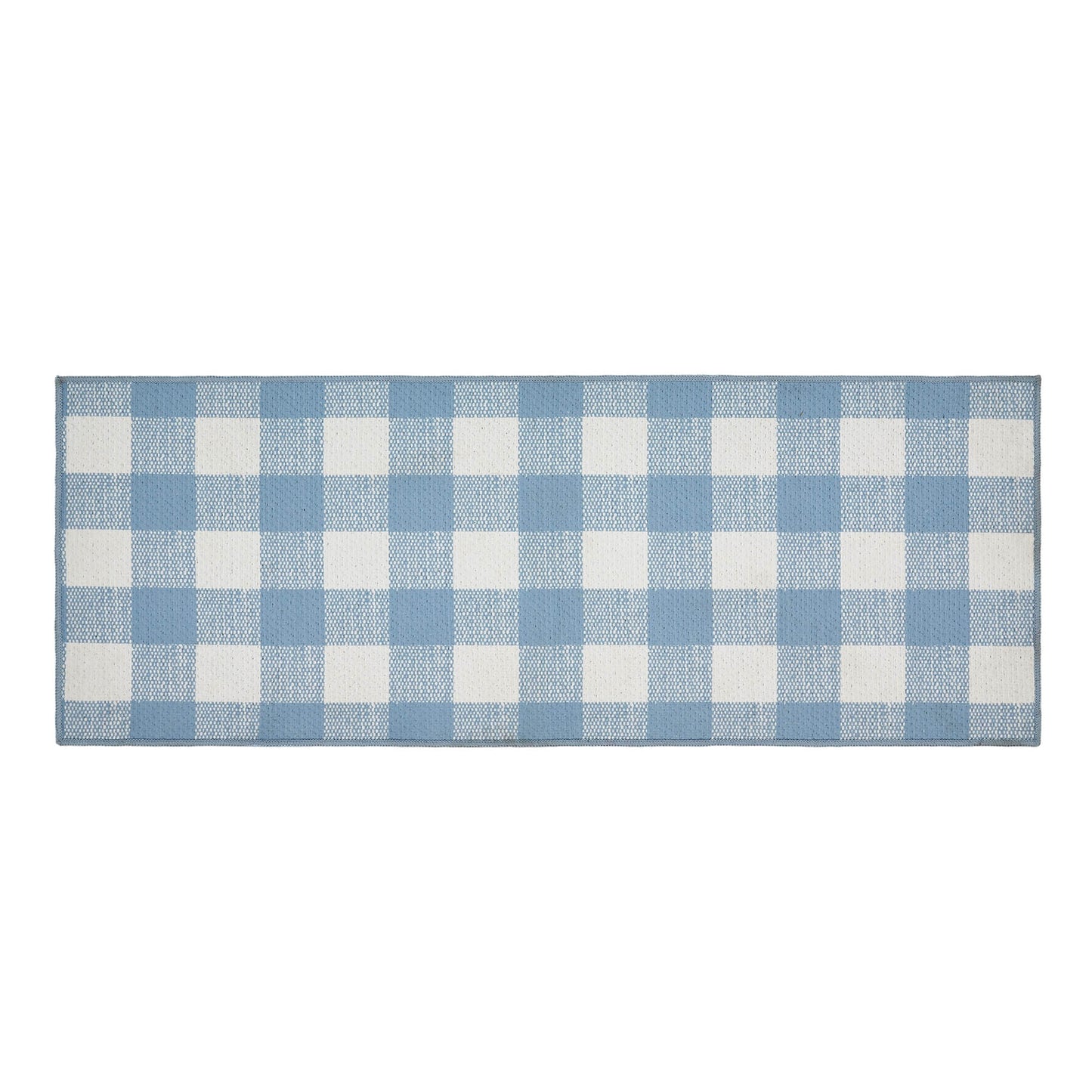VHC Brands Annie Buffalo Check Blue Indoor/Outdoor Rug Rect 17x48, Polyester Area Rug, Accent Rug, Floor Decor, Annie Buffalo Check Collection, Rectangle 17x48, Dusk Blue