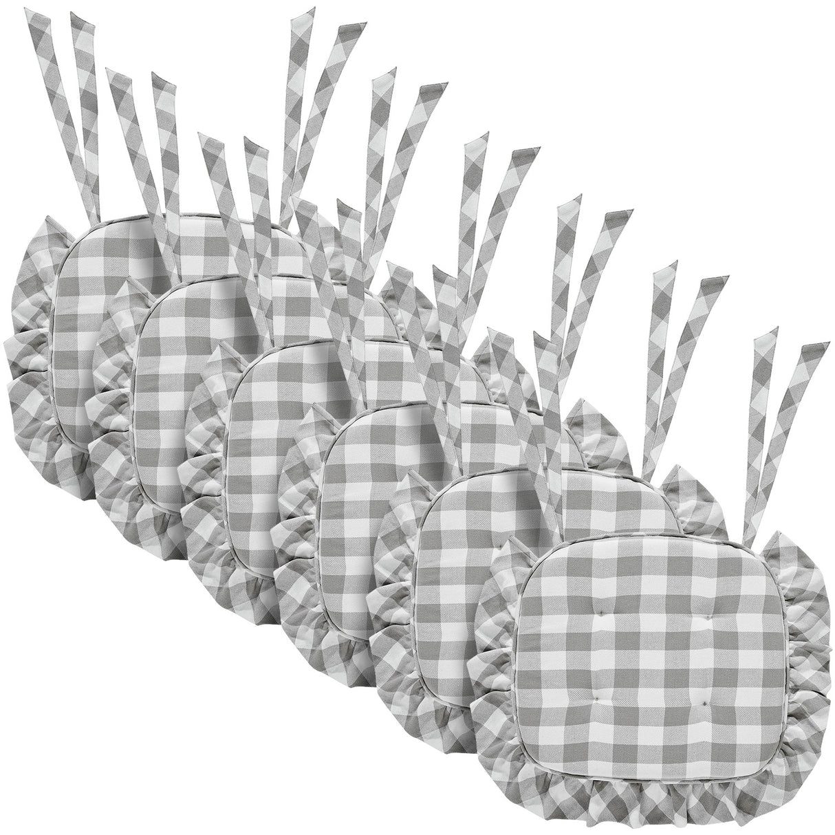 Annie Buffalo Check Ruffled Chair Pad 16.5x18