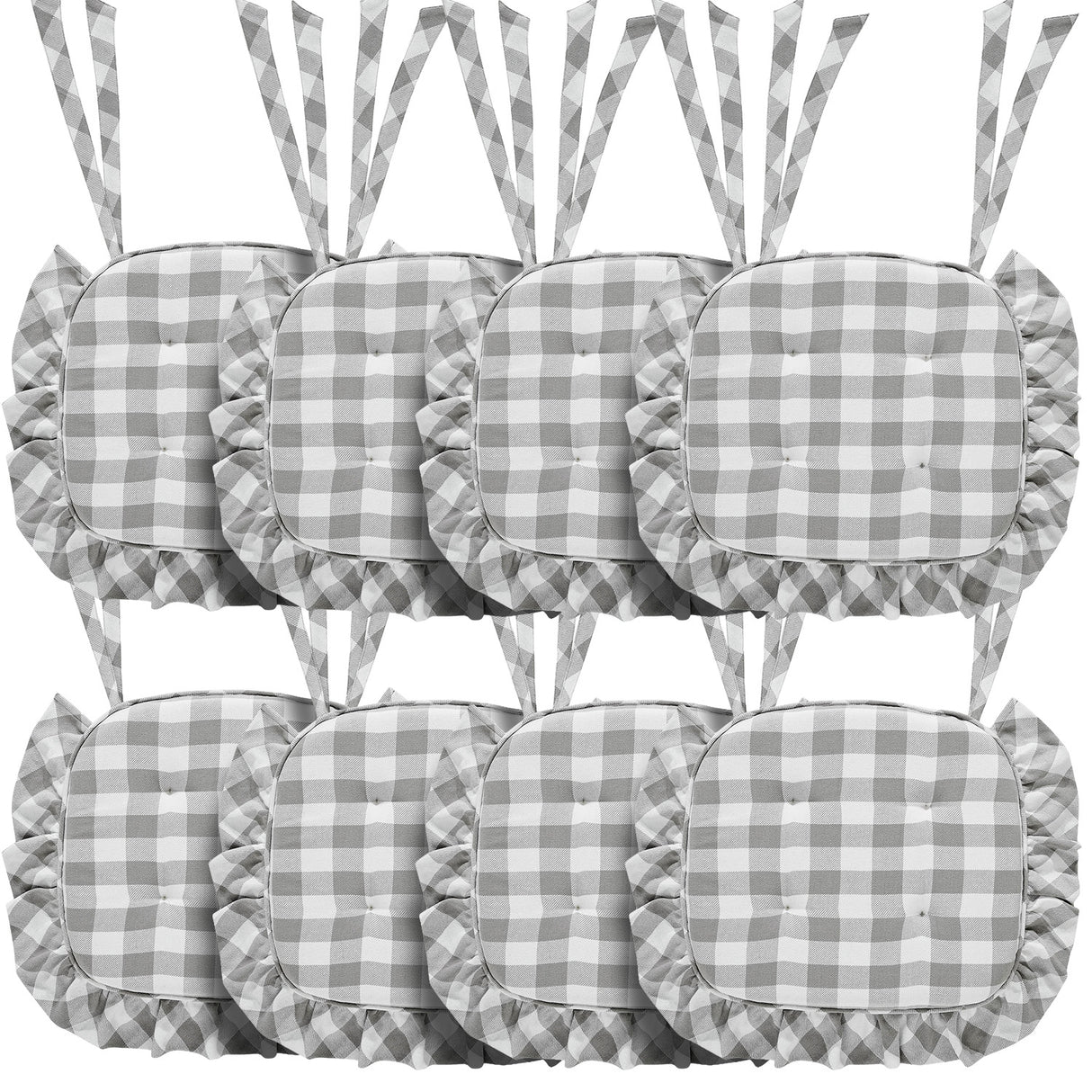 Annie Buffalo Check Ruffled Chair Pad 16.5x18
