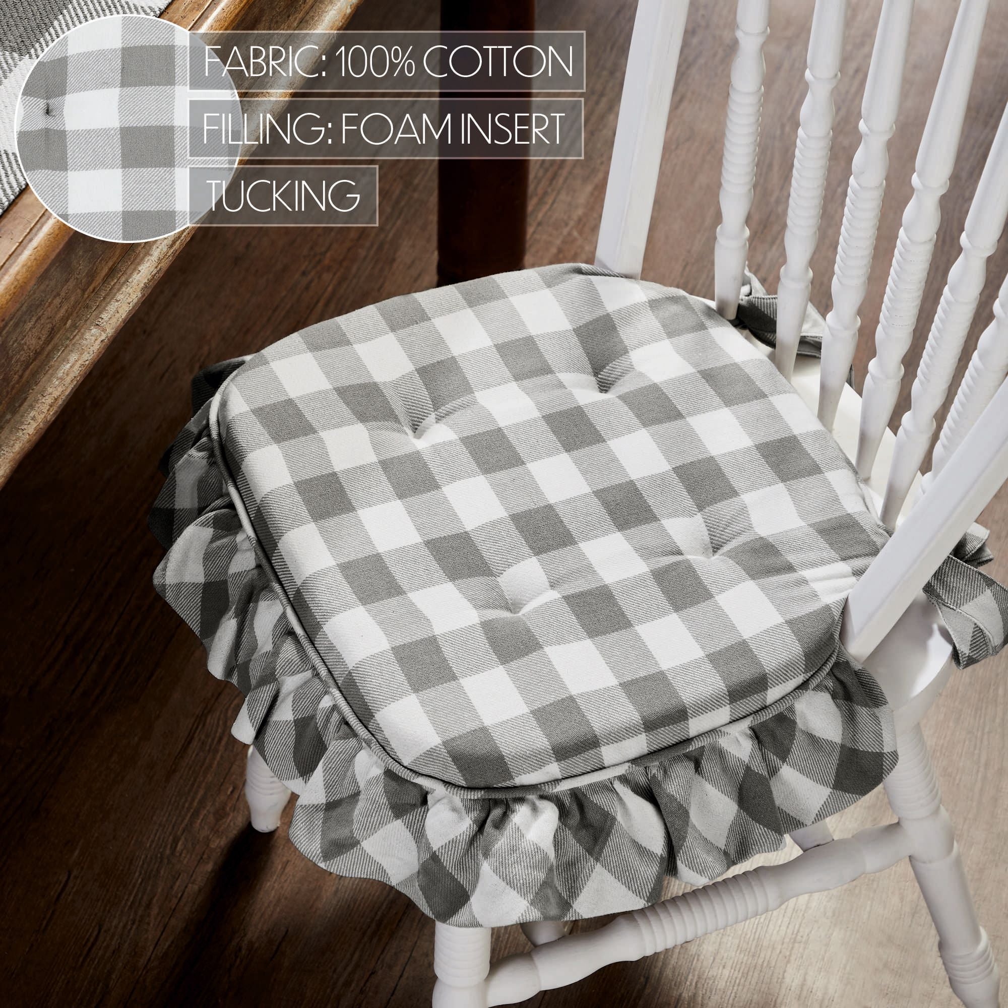 Grey buffalo plaid chair sale