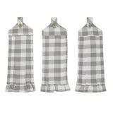 VHC Brands Annie Buffalo Check Gray 7PC Set 2 Oven Mitt 2 Pot Holder and 3 Tea Towels