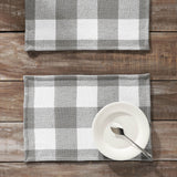 Placemat 13x19 Set of 2, Cotton Dining Room, Kitchen Placemat, Dining Table Placemats, Place Mat, Annie Buffalo Check Collection, Rectangle 13x19, Ash Grey, 4 Pack