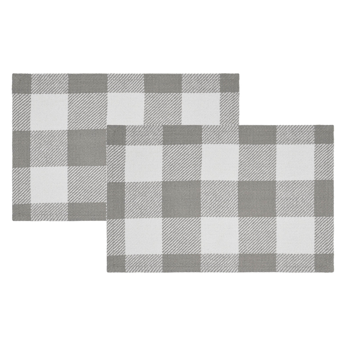 Placemat 13x19 Set of 2, Cotton Dining Room, Kitchen Placemat, Dining Table Placemats, Place Mat, Annie Buffalo Check Collection, Rectangle 13x19, Ash Grey, 3 Pack 6 Pack