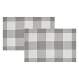 Placemat 13x19 Set of 2, Cotton Dining Room, Kitchen Placemat, Dining Table Placemats, Place Mat, Annie Buffalo Check Collection, Rectangle 13x19, Ash Grey, 3 Pack 6 Pack