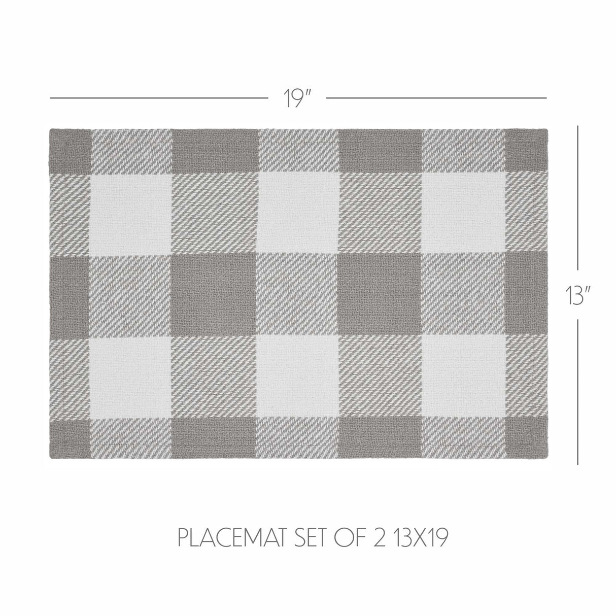 Placemat 13x19 Set of 2, Cotton Dining Room, Kitchen Placemat, Dining Table Placemats, Place Mat, Annie Buffalo Check Collection, Rectangle 13x19, Ash Grey, 4 Pack 8 Pack