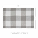 Placemat 13x19 Set of 2, Cotton Dining Room, Kitchen Placemat, Dining Table Placemats, Place Mat, Annie Buffalo Check Collection, Rectangle 13x19, Ash Grey, 4 Pack 8 Pack