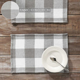 Placemat 13x19 Set of 2, Cotton Dining Room, Kitchen Placemat, Dining Table Placemats, Place Mat, Annie Buffalo Check Collection, Rectangle 13x19, Ash Grey, 6 Pack 12 Pack